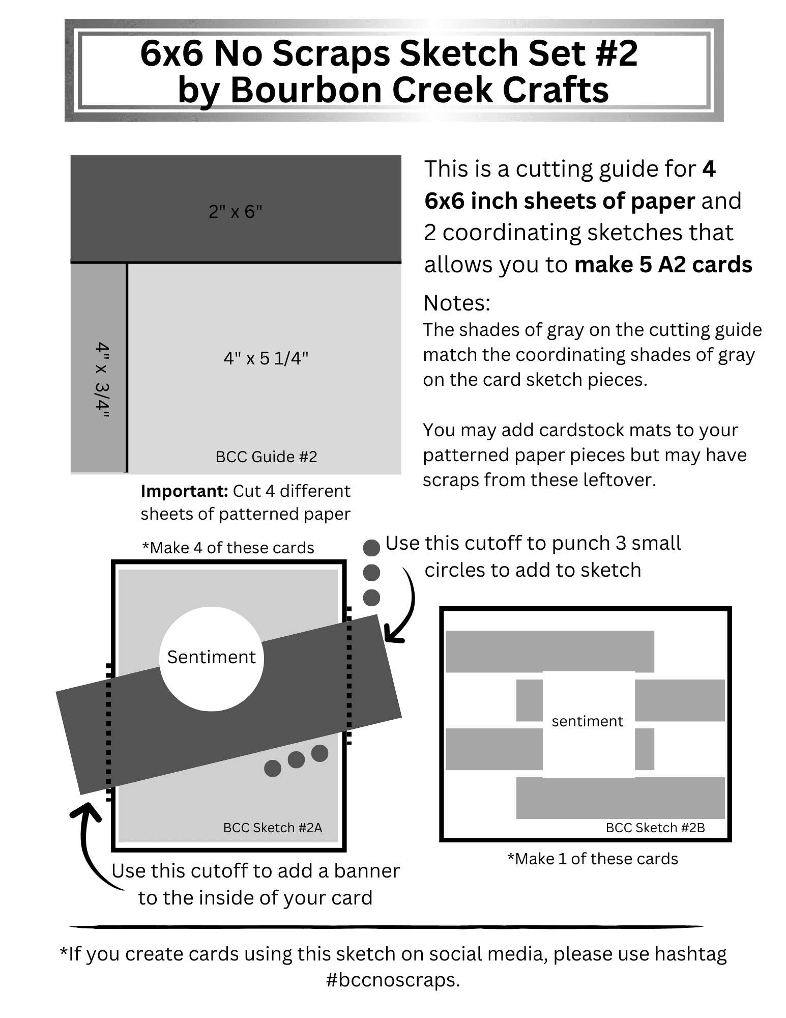 Image of cutting guide and card sketches that help you make cards leaving no paper scraps left over.