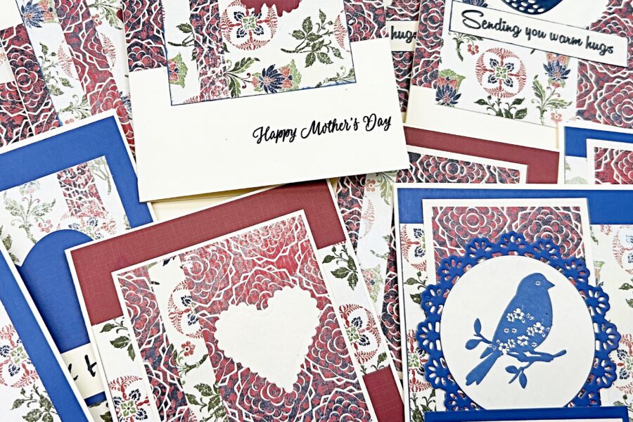 set of cards made using a no scraps card template