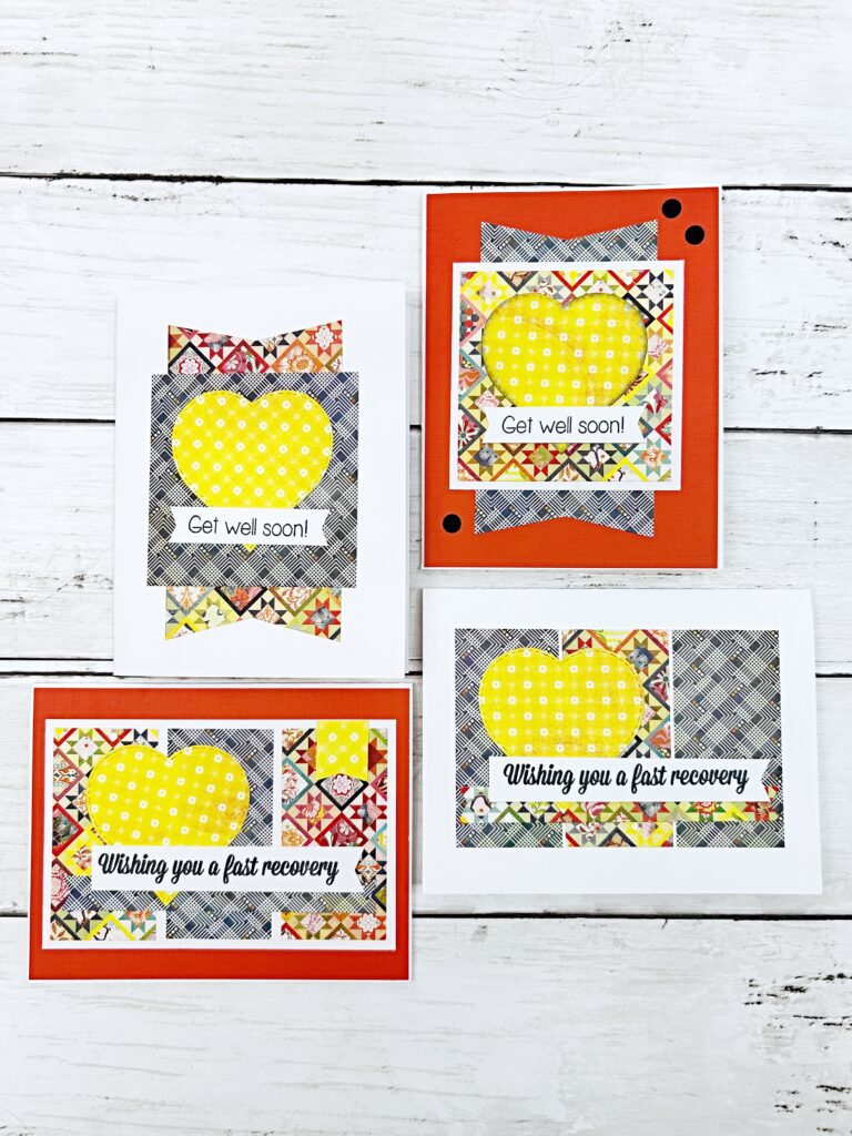 set of 4 get well cards using no scraps sketch set 19