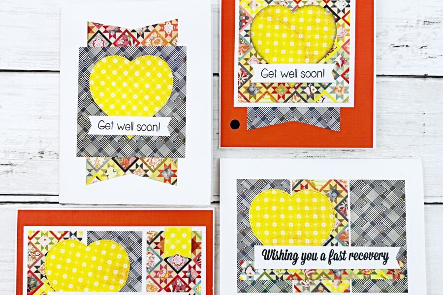 set of 4 get well cards using no scraps sketch set 19